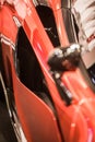 Red sport car bodywork wing and air intake