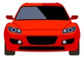 Red sport car front view. Cartoon auto icon Royalty Free Stock Photo