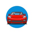 Red sport car front view, vector illustration Royalty Free Stock Photo