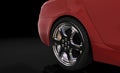 Red sport car , rear wheel Royalty Free Stock Photo