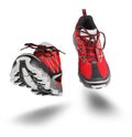 Red sport shoes running isolated on white Royalty Free Stock Photo