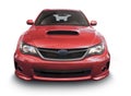 Red Subaru car - front view
