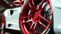 Red Sports Car Rim and Performance Brakes Royalty Free Stock Photo