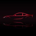 Red sports car. Silhouette on black background. Royalty Free Stock Photo