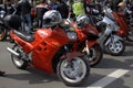 Red sports motorbikes parked Royalty Free Stock Photo
