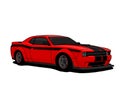 red sports muscle car with black stripes sketch