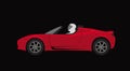 Tesla-roadster in open space. Red sports roadster on a black background. Royalty Free Stock Photo