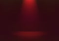 Red spotlight with black shadow background illustration, soft shining light on stage or in room with blank space for your product
