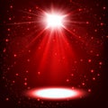 Red spotlight shining with sprinkles floating Royalty Free Stock Photo