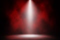 Red spotlight smoke stage background. Royalty Free Stock Photo