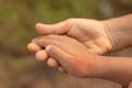 Red spots on the skin of the hands of a child Royalty Free Stock Photo