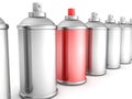 Red spray paint bottle can in white crowd Royalty Free Stock Photo