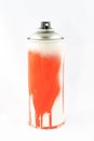 Red Spray Paint Can on White Background Royalty Free Stock Photo