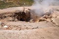 The Red Sprouter mud pot geyser along the Fountain Paint Pots trail in Yellowstone National Park Royalty Free Stock Photo