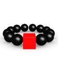 Red square and black sphere Royalty Free Stock Photo