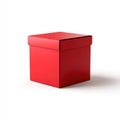 Red Square Box with Lid on White Background container Royalty Free Stock Photo