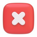 A red square button featuring a white cross isolated on a white background Royalty Free Stock Photo