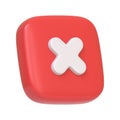 A red square button featuring a white cross isolated on a white background Royalty Free Stock Photo