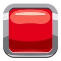 Red square button icon, cartoon style Royalty Free Stock Photo