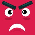 Red square cartoon angry expression vector illustration Royalty Free Stock Photo