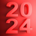 2024 red square icon - 3D rendering illustration Royalty Free Stock Photo