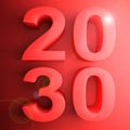2030 red square icon - 3D rendering illustration Royalty Free Stock Photo