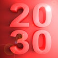 2030 red square icon - 3D rendering illustration Royalty Free Stock Photo