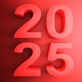 2025 red square icon - 3D rendering illustration Royalty Free Stock Photo