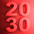 2030 red square icon - 3D rendering illustration Royalty Free Stock Photo