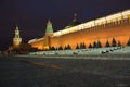 Red Square with Kremlin wall in Moscow Russia nigh Royalty Free Stock Photo