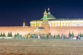 Red square with Lenin Mausoleum and Senate palace of Moscow Kremlin at night, Russia