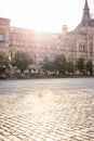 Red square, Moscow Kremlin and GUM trading house at dawn. Moscow