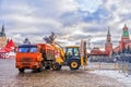 Red Square in Moscow. snow machines eliminates the effects of sn