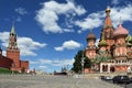 Red Square in Moscow, St. Basil`s Cathedral and the Kremlin Royalty Free Stock Photo