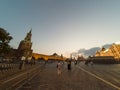Red Square in Russia, Spassky Tower of the Moscow Kremlin in the evening. Royalty Free Stock Photo