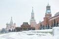 Red Square during snowfall in winter, Moscow, Russia Royalty Free Stock Photo