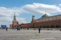 Red square with Spasskaya tower of Moscow Kremlin, Lenin Mausoleum and Senate palace, Moscow, Russia Royalty Free Stock Photo