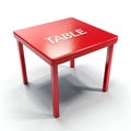 Red Square Table with White Table Label Isolated red table Royalty Free Stock Photo