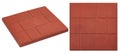 Red squared paving tiles isolated, perspective view. Royalty Free Stock Photo