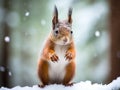 Red squirrel Sciurus vulgaris in park, on winter Royalty Free Stock Photo