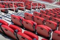 Red stadium chairs; background for sport events Royalty Free Stock Photo