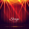 Red stage background with closed curtains