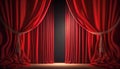 Red stage curtain, the concept of theater, opera, generative AI. Royalty Free Stock Photo