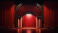 Red stage curtain, the concept of theater, opera, generative AI. Royalty Free Stock Photo