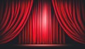 Red stage curtain, the concept of theater, opera, generative AI. Royalty Free Stock Photo