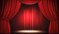 Red stage curtain, the concept of theater, opera, generative AI. Royalty Free Stock Photo