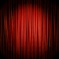 Red stage curtain illuminated by spotlight Royalty Free Stock Photo