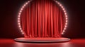 Red stage with a curtain and lights Royalty Free Stock Photo