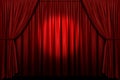Red Stage Curtain With Spotlight