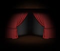 Red stage curtain with spotlight on stage Royalty Free Stock Photo